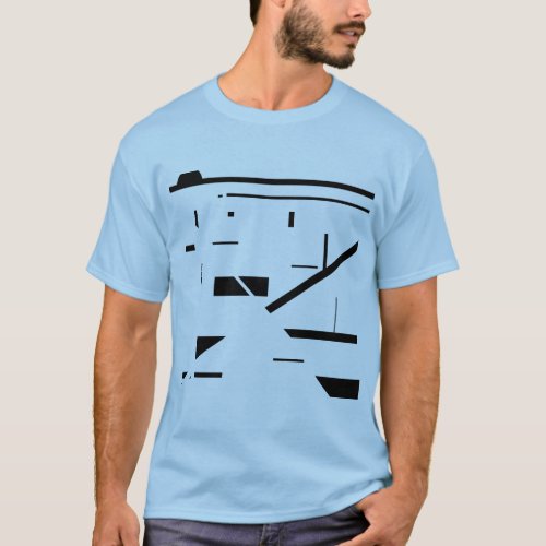 Black Shapes and Lines Geometric Abstract Design T T_Shirt