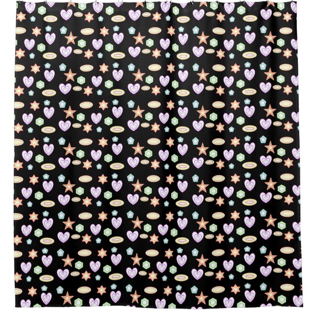 Black shapes shower curtain (Front)