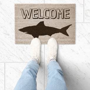 Black shark silhouette custom coco coir fiber doormat