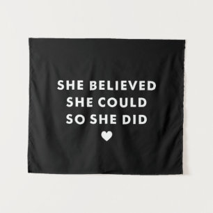 Black She Believed She Could So She Did Quote Tapestry