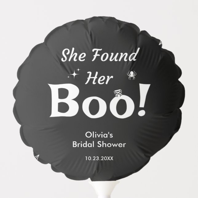 Black She Found Her Boo Halloween Bridal Shower  Balloon (Front)