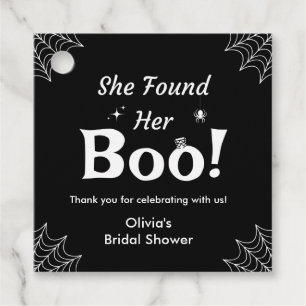 Black She Found Her Boo Halloween Bridal Shower  Favor Tags