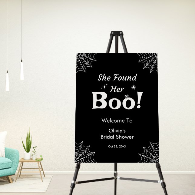 Black She Found Her Boo Halloween Bridal Shower  Foam Board (Black She Found Her Boo Halloween Bridal Shower Welcome Sign  )
