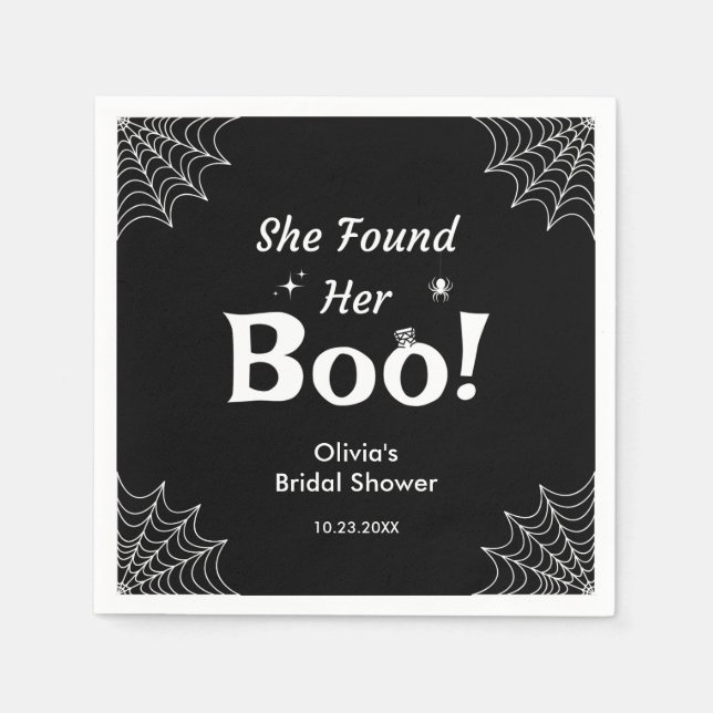 Black She Found Her Boo Halloween Bridal Shower  Napkins (Front)