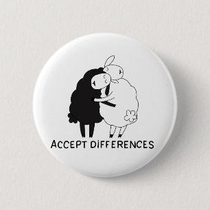 Black sheep and white sheep button