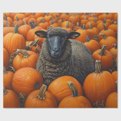 Black Sheep Autumn Pumpkin Patch Decoupage Wrapping Paper