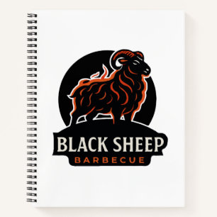 Black Sheep Barbecue Fire Ram BBQ Grill Lover Gift Notebook