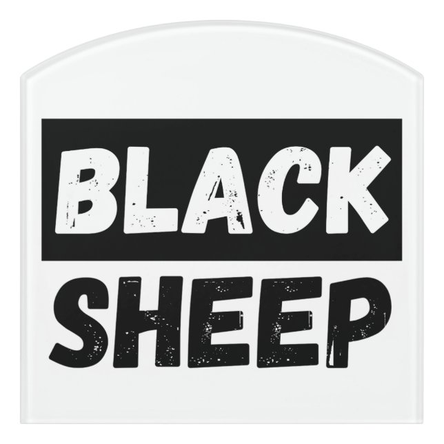 Black Sheep Bold Distressed Rebel Streetwear Art Door Sign (Contour Front)
