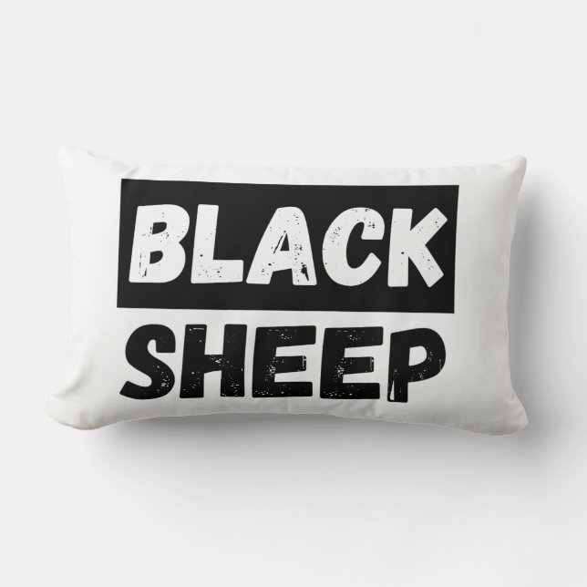 Black Sheep Bold Distressed Rebel Streetwear Art Lumbar Pillow (Front)