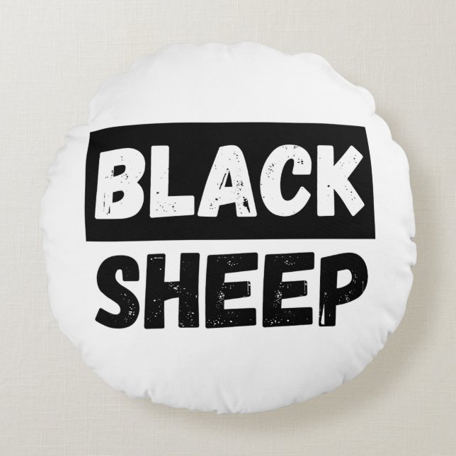 Black Sheep Bold Distressed Rebel Streetwear Art Round Pillow (Front)