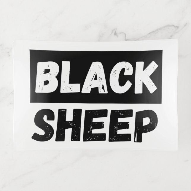 Black Sheep Bold Distressed Rebel Streetwear Art Trinket Tray (Front)