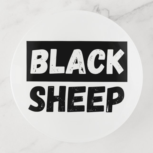 Black Sheep Bold Distressed Rebel Streetwear Art Trinket Tray (Front)