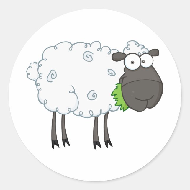 Black Sheep Cartoon Character Classic Round Sticker (Front)
