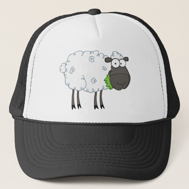 Black Sheep Cartoon Character Trucker Hat (Front)