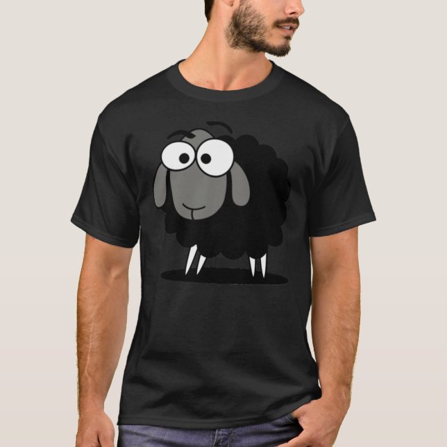 Black Sheep Cartoon Funny T-Shirt Sticker Duvet Co (Front)