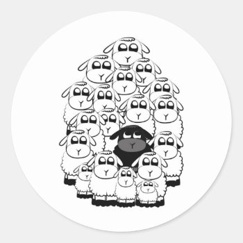 Black Sheep Classic Round Sticker by escapefromreality at Zazzle