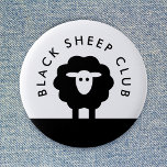 Black Sheep Club | Modern Cute Button<br><div class="desc">Simple,  custom "black sheep club" design with a modern minimalist typography and cute sheep design. The perfect design for all black sheep out there!</div>