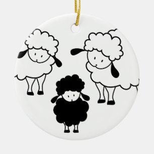 Black sheep family ceramic ornament