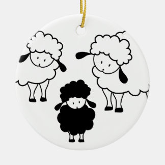 Black sheep family ceramic ornament