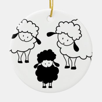 Black Sheep Family Ceramic Ornament by escapefromreality at Zazzle