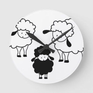 Black sheep family round clock