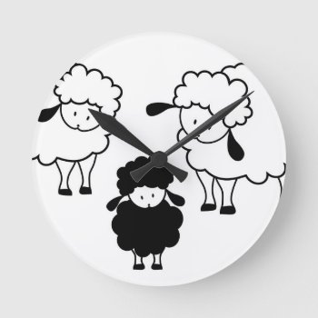 Black Sheep Family Round Clock by escapefromreality at Zazzle