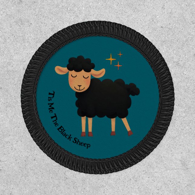 Black Sheep Fun Quote Teal Blue Cute Craft Patch (Front)