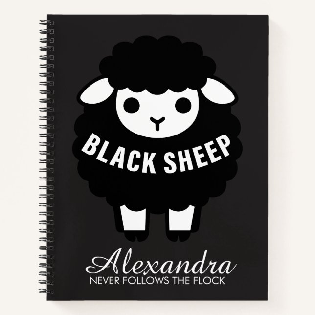 Black Sheep Never Follows Flock Funny Notebook (Front)
