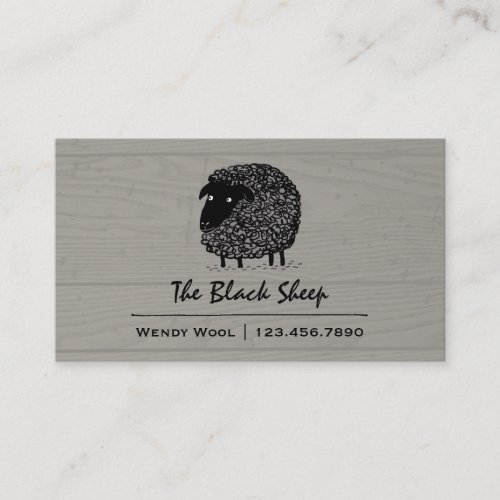 Black Sheep on Faux Wood Style Background Business Card