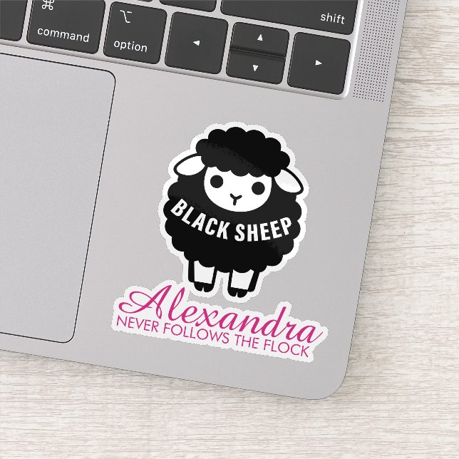 Black Sheep Pink Never Follows Flock Funny Sticker (Detail)