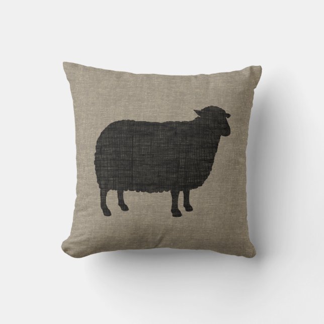 Black Sheep Silhouette Throw Pillow (Front)