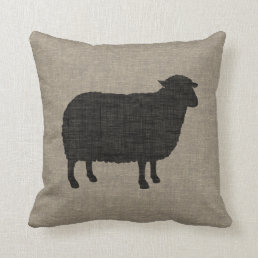 Black Sheep Silhouette Throw Pillow