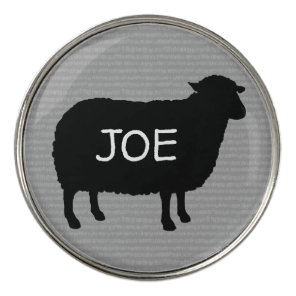 Black Sheep Silhouette with Custom Text Golf Ball Marker