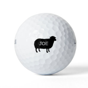 Black Sheep Silhouette with Custom Text Golf Balls