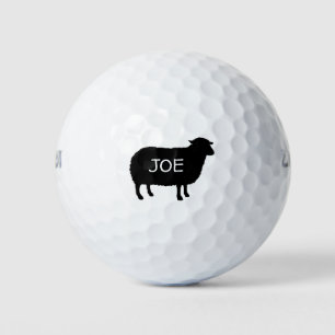 Black Sheep Silhouette with Custom Text Golf Balls