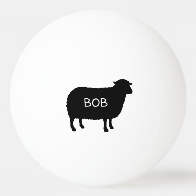Black Sheep Silhouette with Custom Text Ping-Pong Ball (Front)