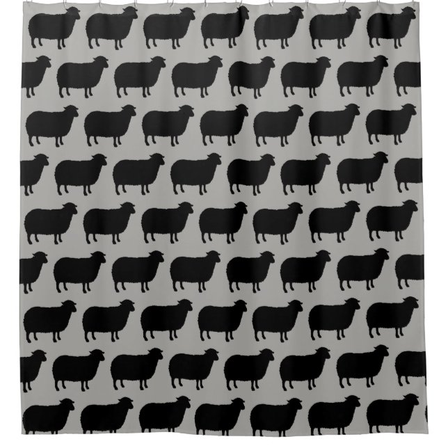 Black Sheep Silhouettes Pattern Shower Curtain (Front)