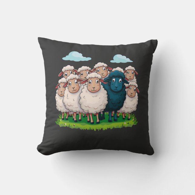 Black Sheep Throw Pillow (Front)