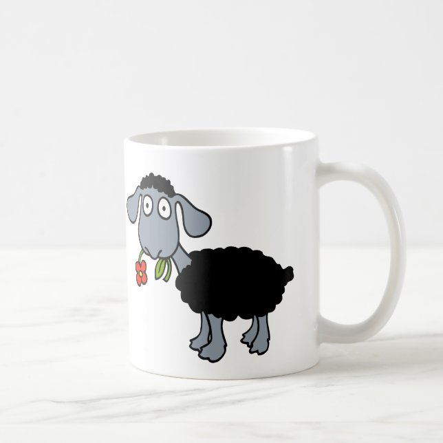 Black Sheep Two Cute Lambs with Red Flowers Coffee Mug (Right)