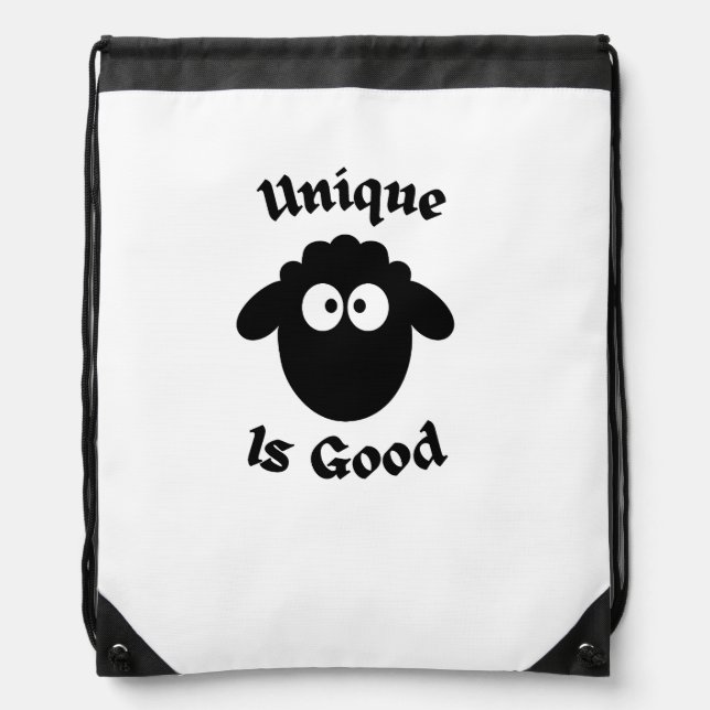 Black sheep: Unique is good Drawstring Bag (Front)