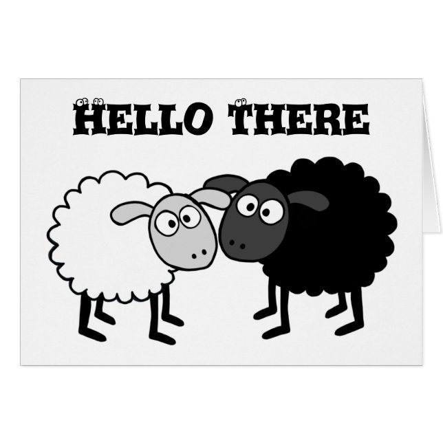 Black Sheep White Sheep Greeting Card (Front Horizontal)