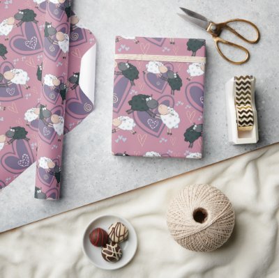 Black Sheep White Sheep Love Wrapping Paper