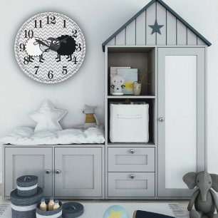 Black Sheep White Sheep Round (Large) Wall Clock