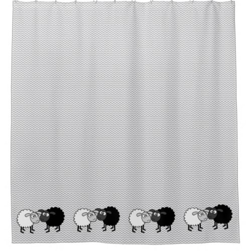 Black Sheep White Sheep Shower Curtain