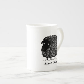 Black Sheep with Custom Text Bone China Mug