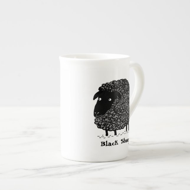 Black Sheep with Custom Text Bone China Mug (Front Right)