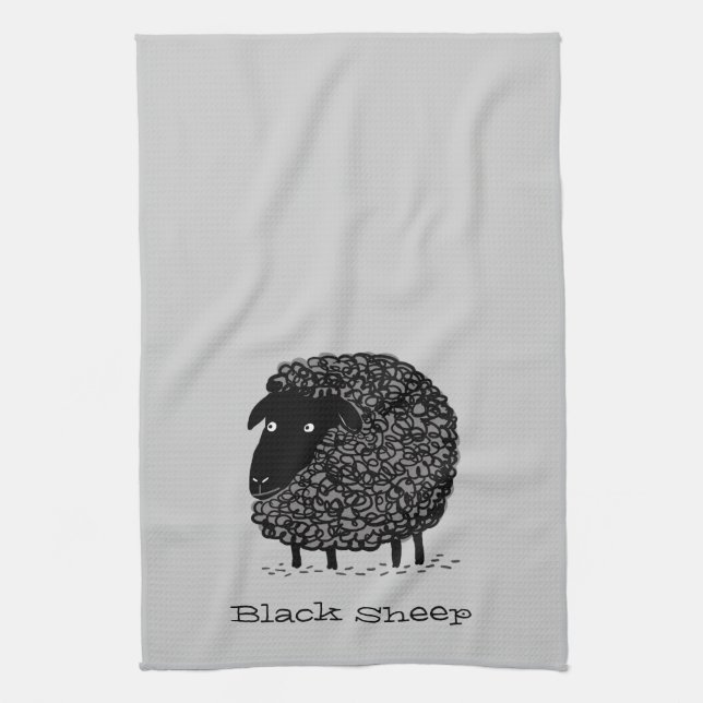 Black Sheep with Custom Text Kitchen Towel (Vertical)