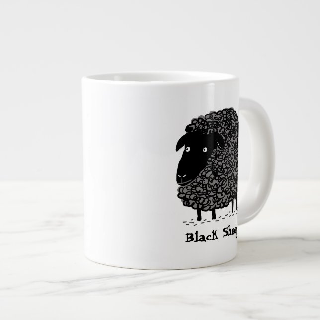 Black Sheep with Custom Text Large Coffee Mug (Front Right)