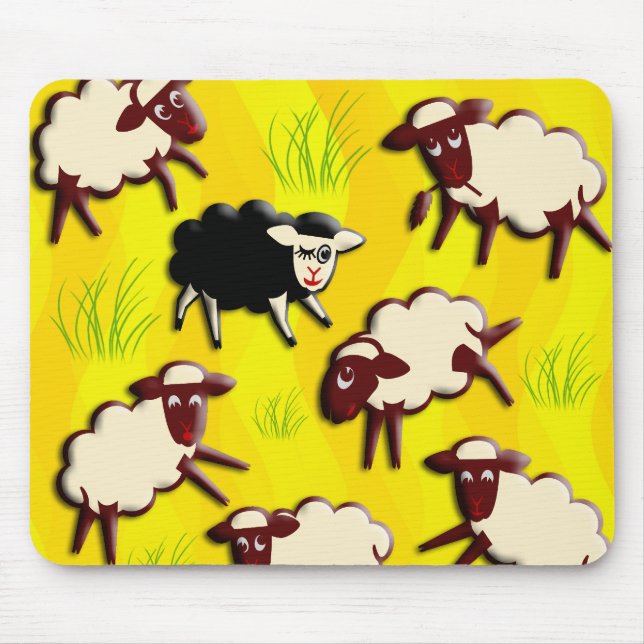 Black Sheep | yollow waves Mouse Pad (Front)