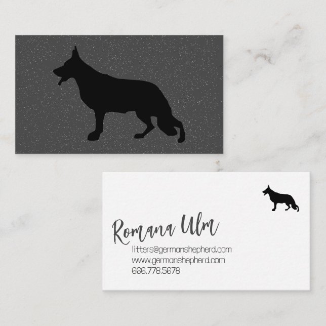 Black Shepherd Dog Illustration Business Card (Front/Back)